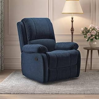 Urban Ladder Lebowski Fabric One Seater Manual Recliner in Cobalt Fabric Colour