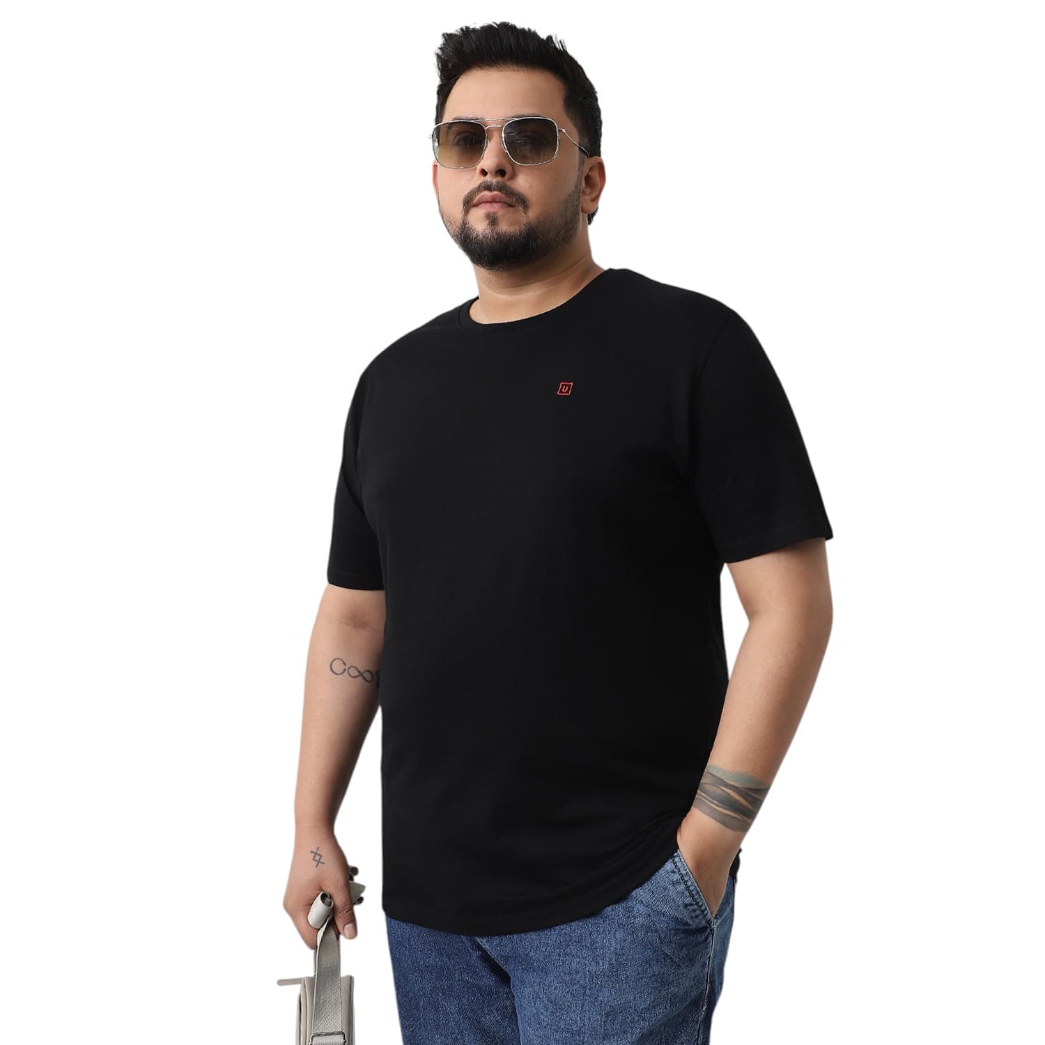 Urbano Plus Men's Solid Regular Fit Round Neck Cotton T-Shirt
