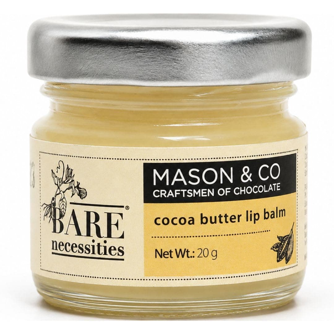 Bare Necessities x Mason & Co Cocoa Butter Lip Balm, Organic Shea Butter & Beeswax, For Dry, Chapped & Dark Lips, Natural Vegan Lip Care for Men & Women - 20g