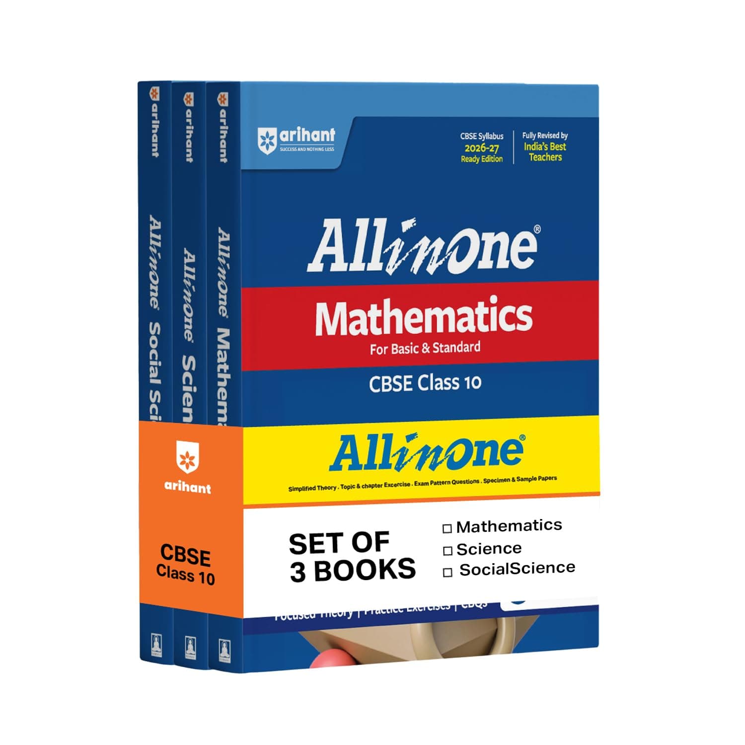 Arihant All in One Mathematics, Science, Social Science Class 10 for CBSE Exam 2026-27 | NCERT Based Complete Theory, Practice Exercises, CBQs, A-R, Sample Papers & Mind Maps | Revised Edition