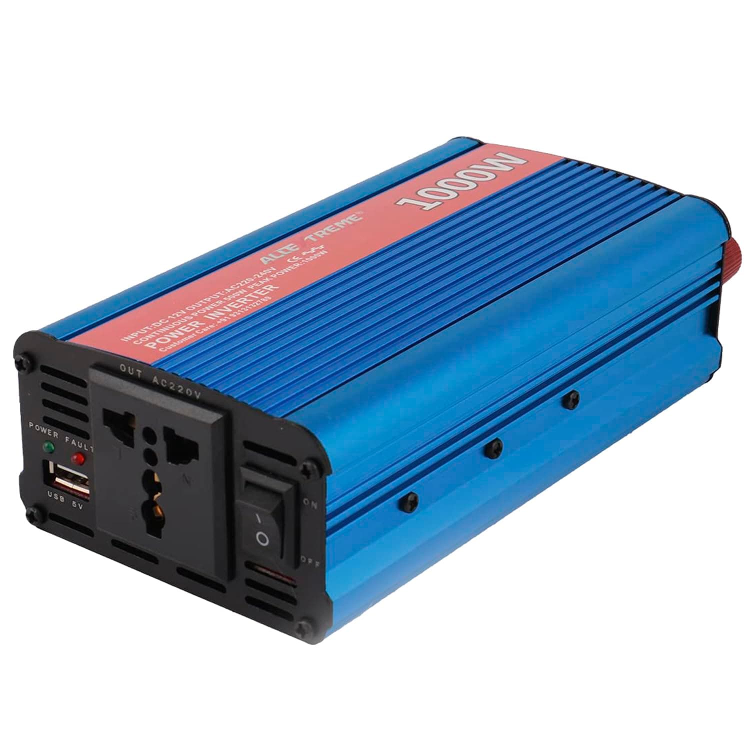 Allextreme EXPINT01 1000W Heavy Duty Portable Power Inverter 1 USB Port Charging DC to AC Output Socket For Laptop Smartphones Light Car Gadgets Camping Equipment Vehicle Electronics (1 Pc,Random)