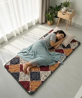 K25 Cotton Floor Bed Mattress with High-Density Foam for Extra Bedding | Lightweight Reversible Portable Rolling Mat for Travel Yoga Outdoor & Camping (Size: 72x36x0.8 Inch, Multicolor)