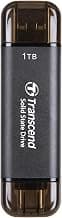 Transcend 310C 1TB USB C & USB A External Portable SSD, Up to 1,050 MB/s, 5 Yr Warranty, Black, for iPhone 15 pro max, MacBook, Ipad, Laptop and Desktop TS1TESD310C