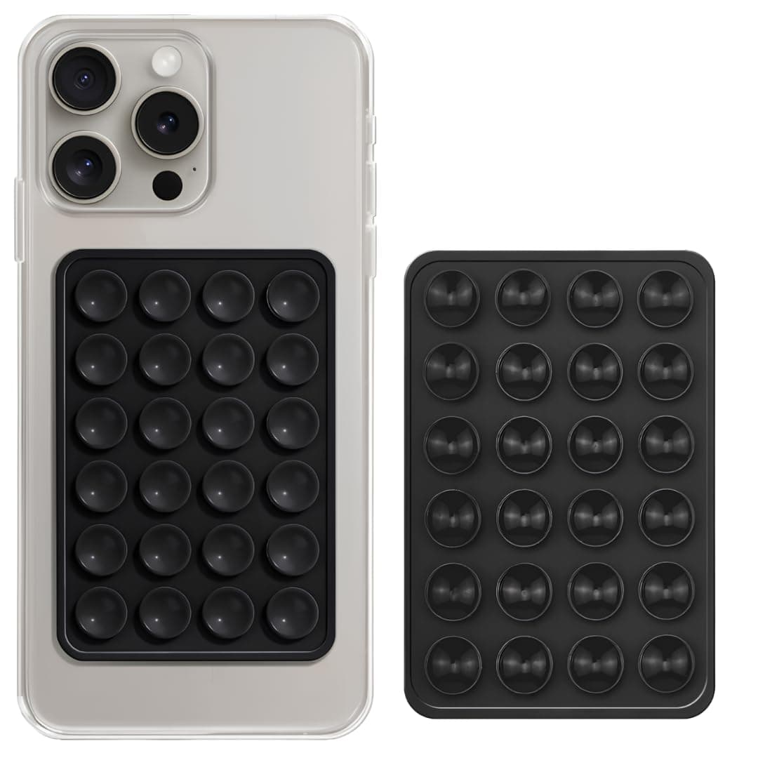 skysia® Suction Phone Case – Anti-Slip Silicone Sticky Mount Pad for Hands-Free Grip | Works on Mirror, Shower, Dashboard | Multipurpose Mobile Holder for Selfies & Videos Multicolor (BLK)