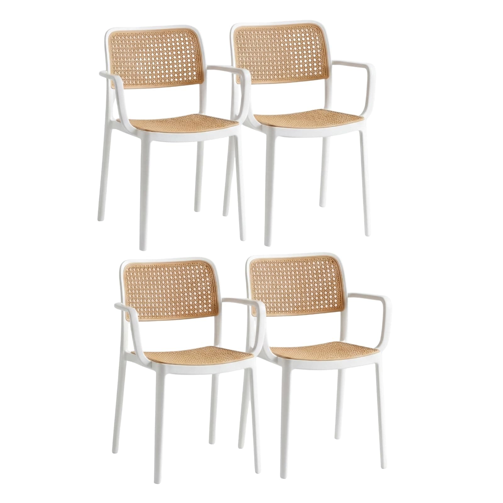 INNOWIN Mirra Chair for Cafeteria | Arm Chair | Accent Chair for Living Room Home, Bedroom, Cafe and Hotels | 3- Year Warranty | Set of 4 | Plastic | White