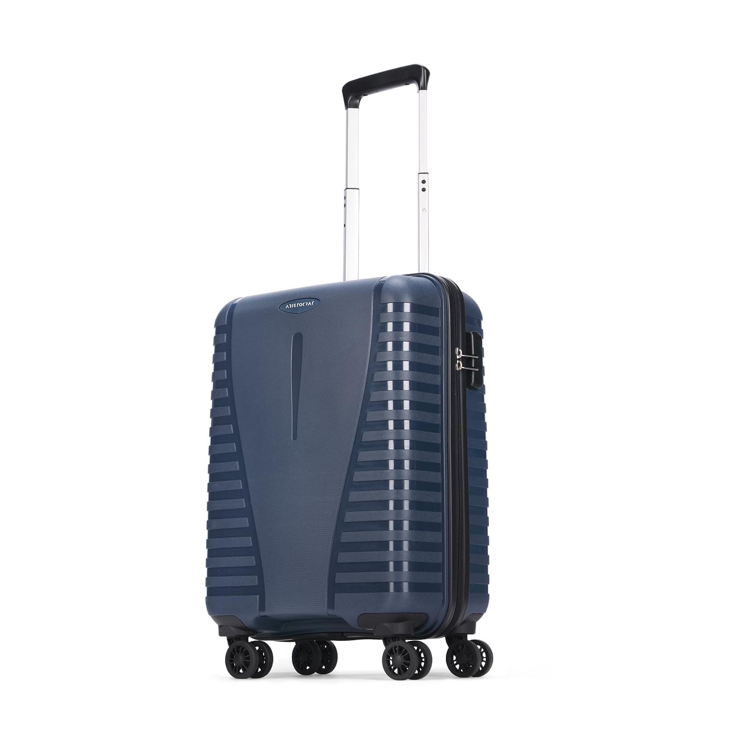 Aristocrat Cabin Polypropylene Airpro 55 Cm(Small) 8 Spinner Wheels Trolley Bags for Travel Hard Case Luggage, Lightweight Bag with Combination Lock & Robust Trolley with 3 Years Warranty (Blue)