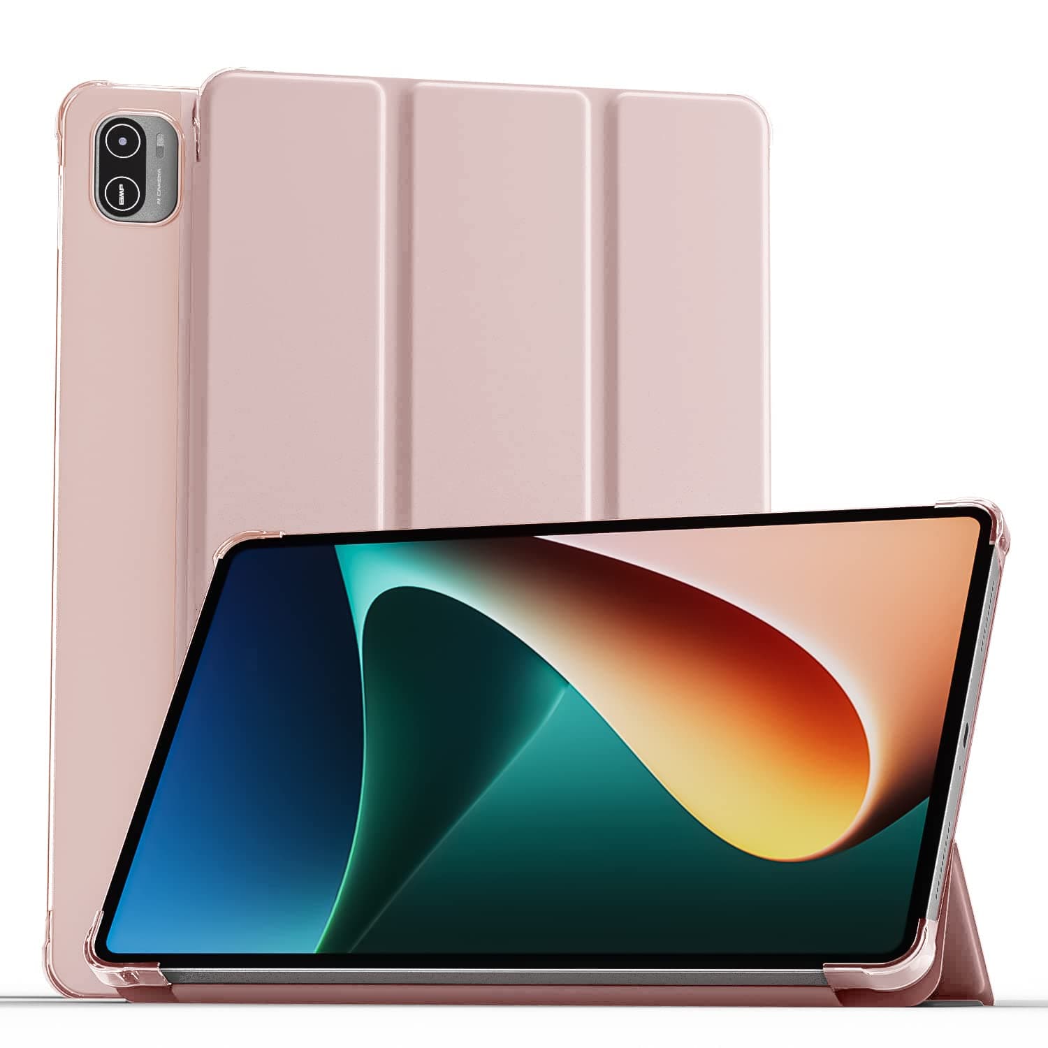 MOCA Translucent Back Flip Case for Xiaomi Pad 5 / Pad 5 Pro 11 Folio Flip Cover Protective Slim Case for Xiaomi Mi Pad 5 /Pad 5 Pro 11" (Pink)