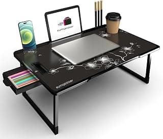 eumqestoer Study Table Bed Table Premium Laptop Table/Foldable and Portable Wooden/Writing Desk for Office/Home/School (Flower COTED)