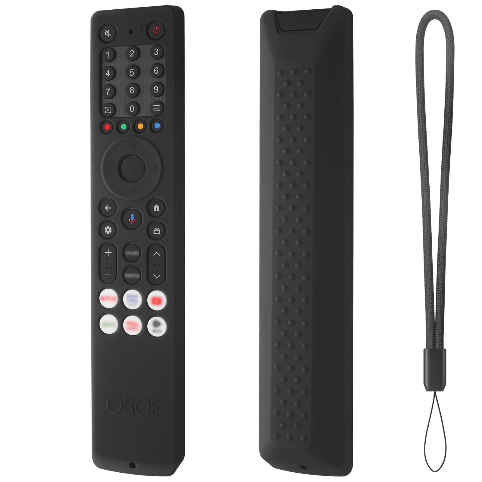 Oboe Silicone TV Remote Cover Compatible with TCL Tv Remote RC833A 4K QLED Google TV Protective Case with Lanyard (C-Black) [Remote NOT Included]