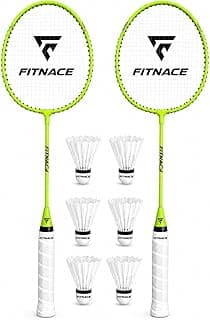 Badminton Racket Combo with 6 PC Feather Style Nylon Shuttlecock Set for Beginners and Intermediate Players