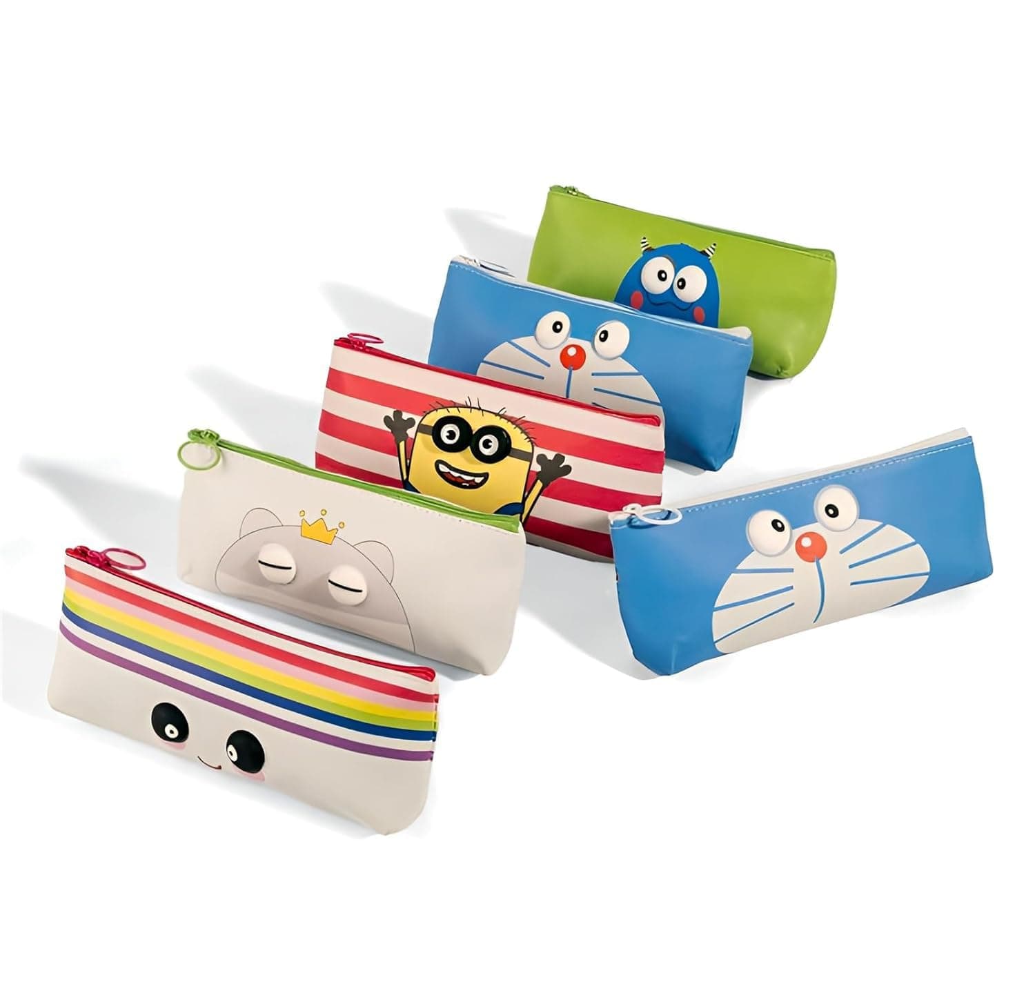 FINEMOE Set of 6 Party Return Gifts for Birthday - 3D Pencil Case & Pen Holder for Kids - Soft & Waterproof Pencil Pouch with Multiple Designs, Cute Stationary Bulk Return Gift for Girls & Boys 3-12