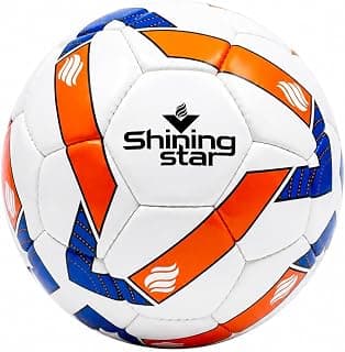 Shining Star Professional Football Size 5 for Men & Kids | Waterproof PU Soccer Ball for Training, Practice & Match Play | Durable Outdoor Sports Ball (White/Orange/Blue)