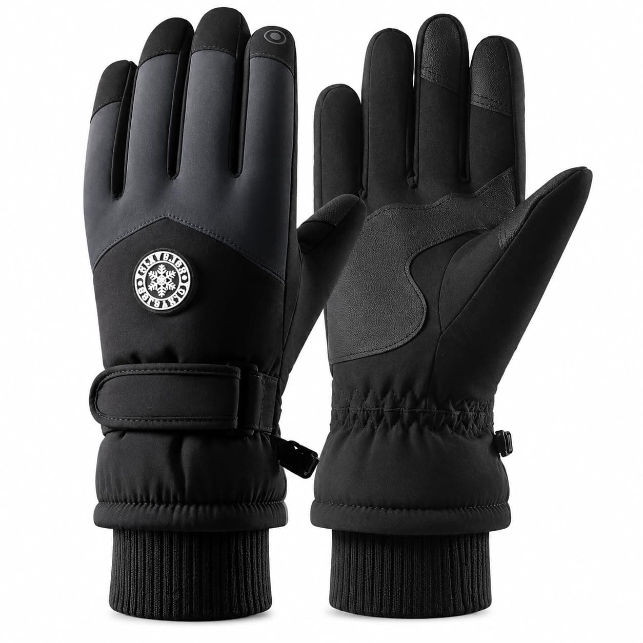 Wickston Warm Thermal Gloves for Men & Women | Waterproof Windproof Touchscreen Winter Riding Gloves | Outdoor Skiing, Cycling & Snow Gloves with Fleece Lining for Extreme Cold Weather(Black Grey)