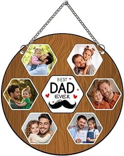 Personalized "Best Dad Ever" Wooden Photo Collage Frame | Customized Father's Day & Birthday Gift from Son/Daughter | Wall Decor for Home or Office | Dad Room Wall Frame