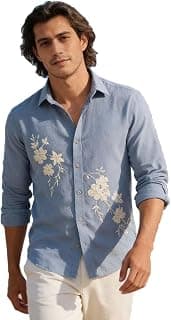 Lymio Men Shirt | Premium Embroidered Shirt for Men | Long Sleeve Slim Fit Casual Shirts for Men | Trendy Wedding & Festive Ready (Packs Also Available) (01-04)
