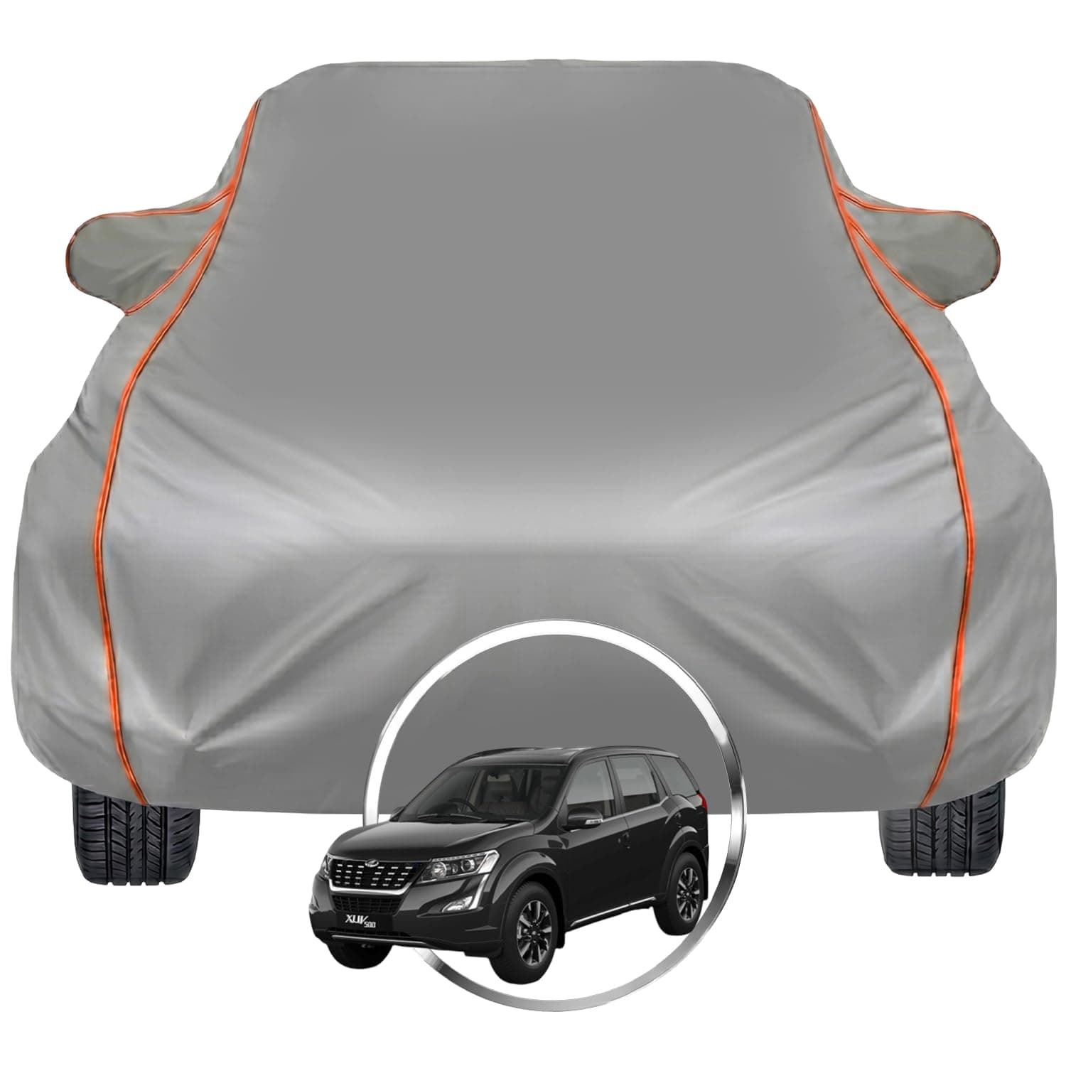 Pivalo Car Cover for Mahindra XUV 500 – Fits All Model & Year | 100% Waterproof All-Weather UV & Paint Protection | Premium 3-Layer Fabric | Triple Stitched with Reflective Piping (Grey)