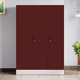 Interio by Godrej Almirah Slimline 3-Door Steel Almirah, Cupboard for Clothes (Russet), 1-Year Warranty, 7 Shelves, 1 Locker