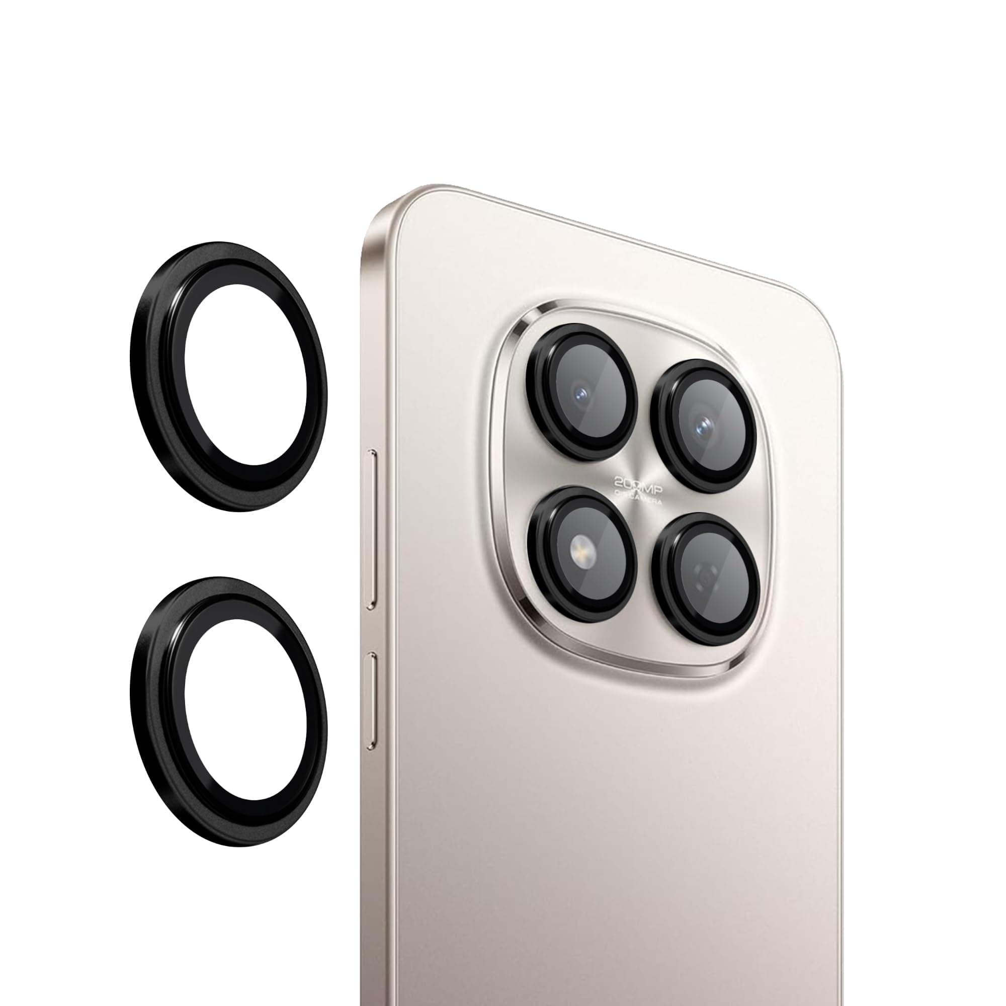 Amazon Brand - Solimo Camera Glass Lens Protector Ring for Redmi Note 15 5G Case Friendly with Edge to Edge Coverage and Easy Installation (Black)