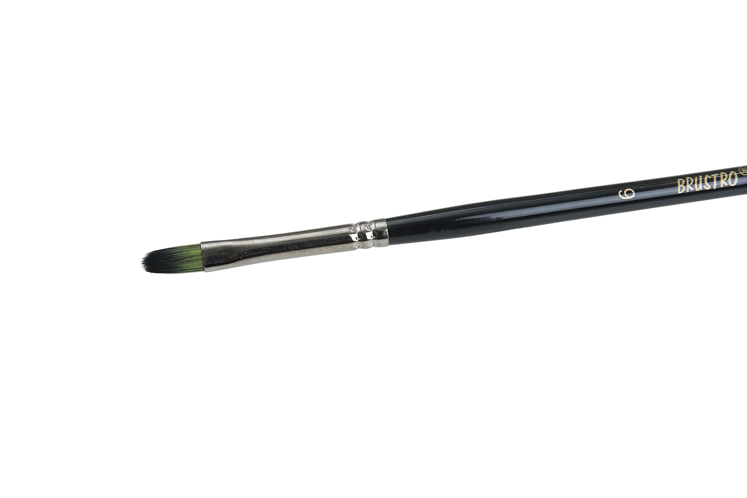 BRUSTRO Artists Greengold Acrylic Brush Filbert Series 1800 - Size - 6 | Ideal for Oil, Acrylic Painting on Paper, Canvas, Fine Art Students and Professional.