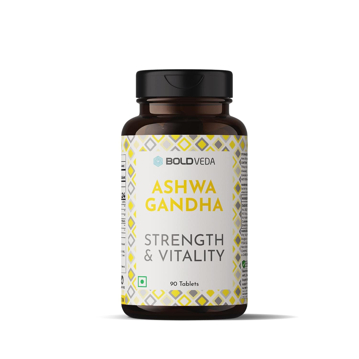 Boldfit Classic Ashwagandha Supplement Tablets with Piperine for Better Absorption Supports Stress, Manage Better Sleep and Testosterone Herbal Adaptogen for Men & Women Daily Wellness Support 90- Veg Tablets
