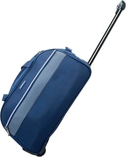 VIP DFT Cabin Size Duffle Trolley Bag | Lightweight, Durable, 2-Wheel Travel Duffle with Telescopic Trolley Handle | Compact and Spacious Travel Bag (Navy Blue)