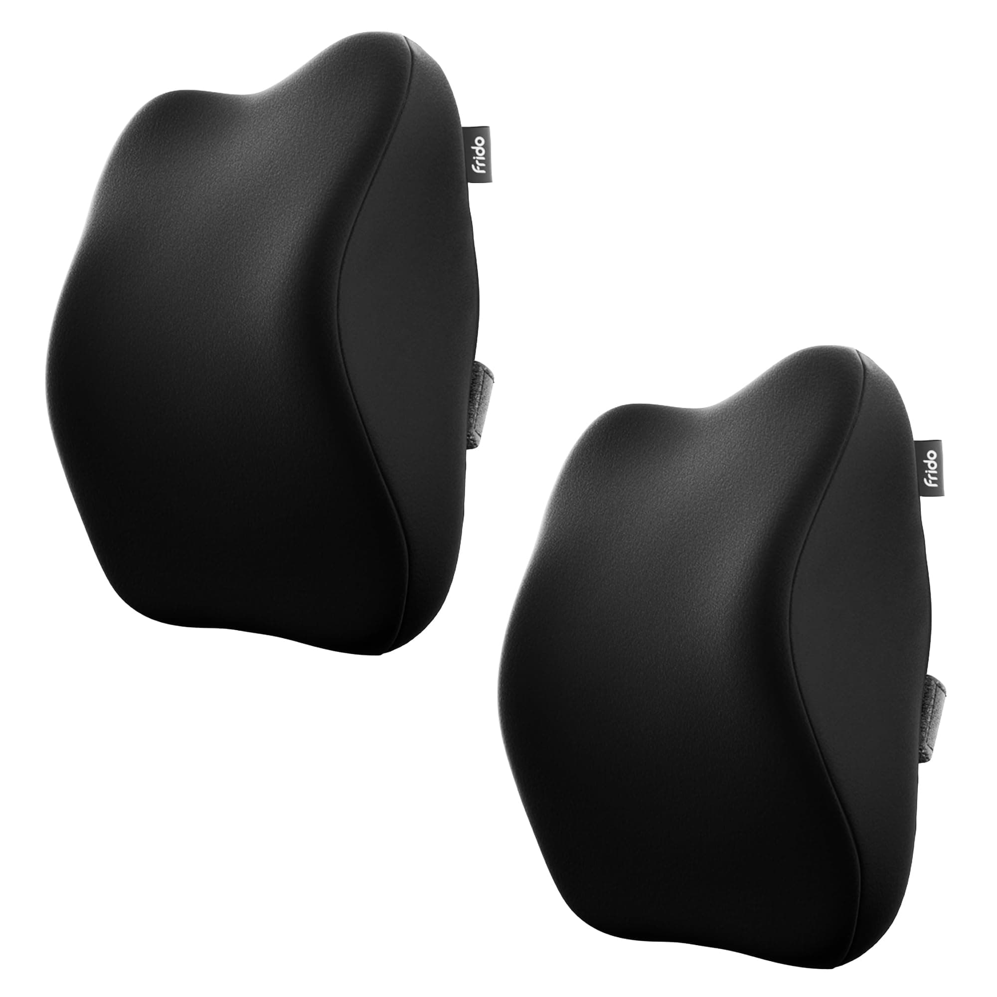 Frido Ultimate Car Neck Rest Pillow | Ultrasoft Pillow for Comfortable Car Rides | Superior Neck Support | Neck Pain Relief | Hi-Per Foam Head Rest Pillow with Washable Velvet Cover | Black | Set of 2