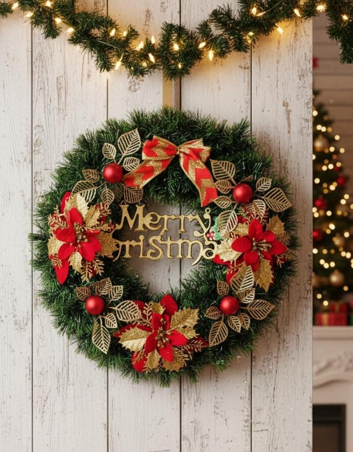 Designer Christmas Wreath/Wall Hanging/Decoration for Xmas Party/Christmas Decorations for Home/Gifts/Wreath | PoPo Toys ® | Big