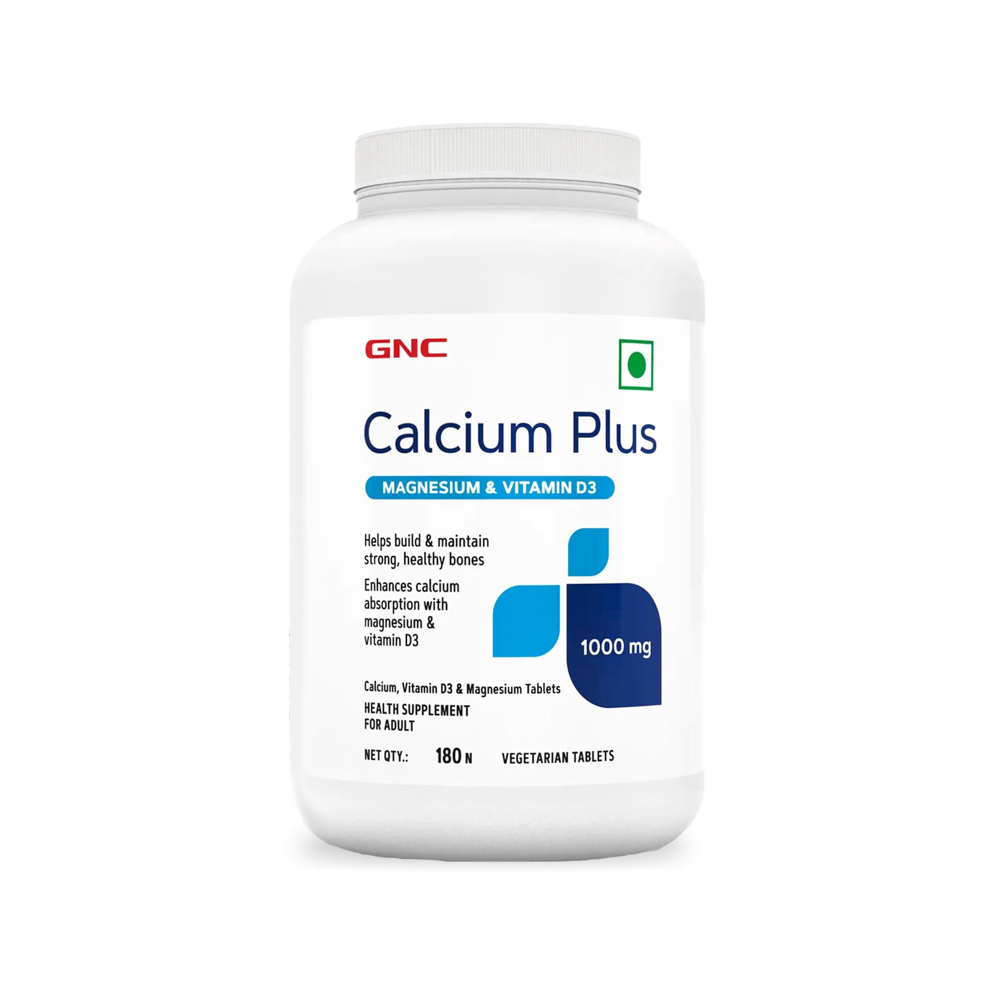 GNC Calcium Plus 1000mg with Magnesium and Vitamin D3 | Supports Strong Bones | Maintains Healthy Calcium Levels & Better Absorption | Promotes Bone Strength & Density | Overall Bone Health | 180 Tablets