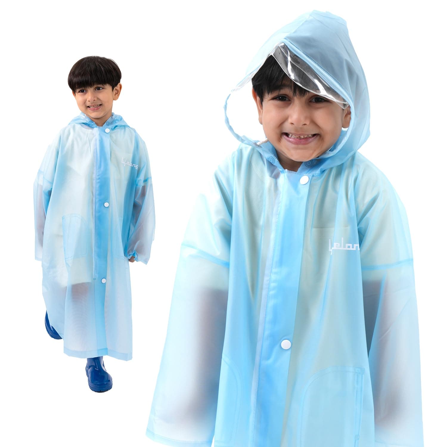 Lifelong Drench Dew Kids Raincoat for Boys & Girls (6-7 Years) | Waterproof Single-Layer PVC Long coat with Adjustable Hood | Lightweight Polyester | Unisex Standard Length Rain Jacket (Sky Blue)