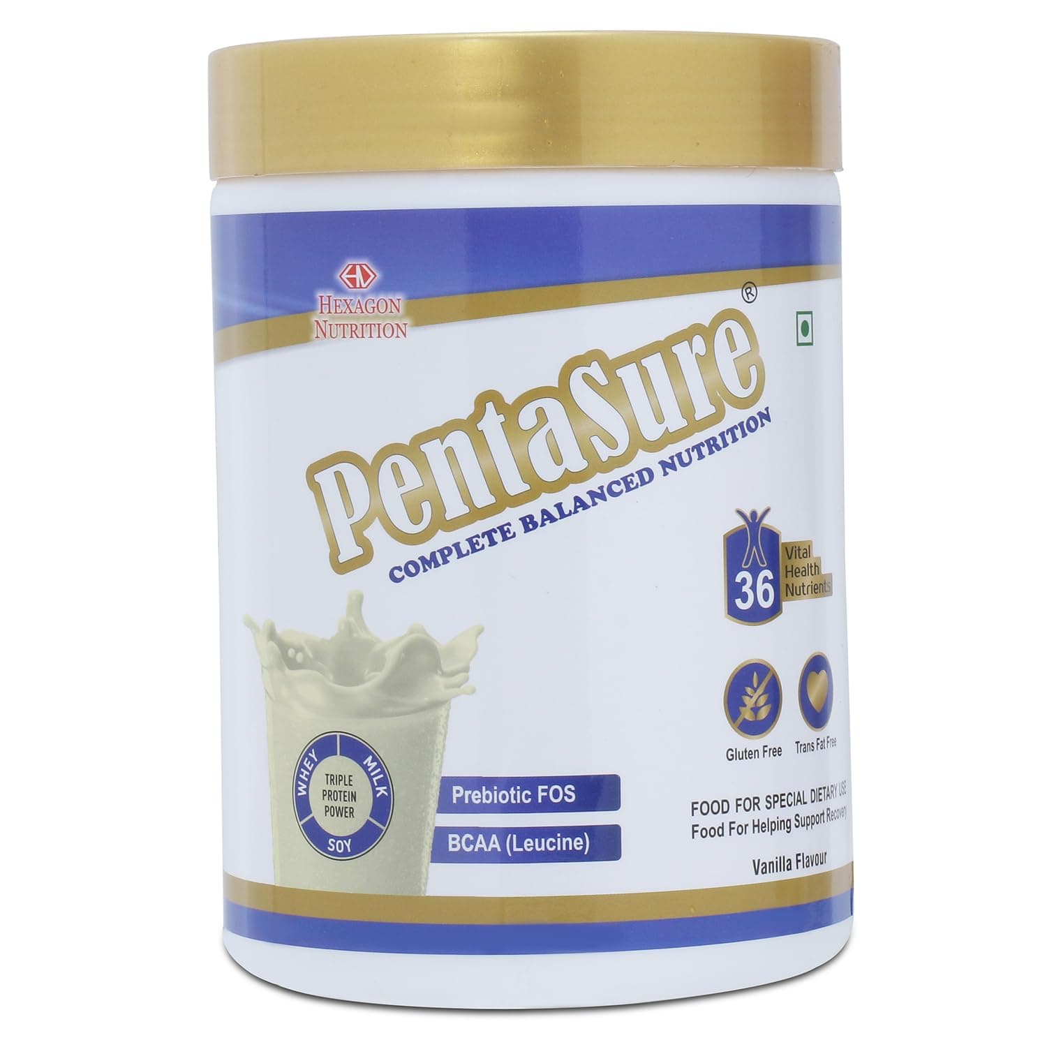 PentaSure Complete Balanced Nutrition | Daily Nutrition Protein Shake | Vanilla - 400g | Whey, Milk & Soy Protein Blend | BCAA (Leucine) & Prebiotic FOS | Supports Energy, Immunity & Muscle Health