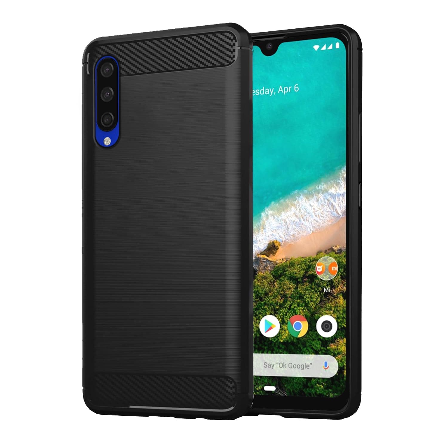 Amazon Basics Back Cover for Mi A3 | Hybrid | Soft Matte Silicon | Flexible Shockproof Case (Black)