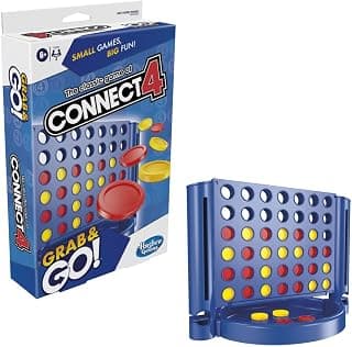 Connect 4 Grab and Go Game for Kids Ages 6 and Up, Portable Game for 2 Players, Travel Game for Kids