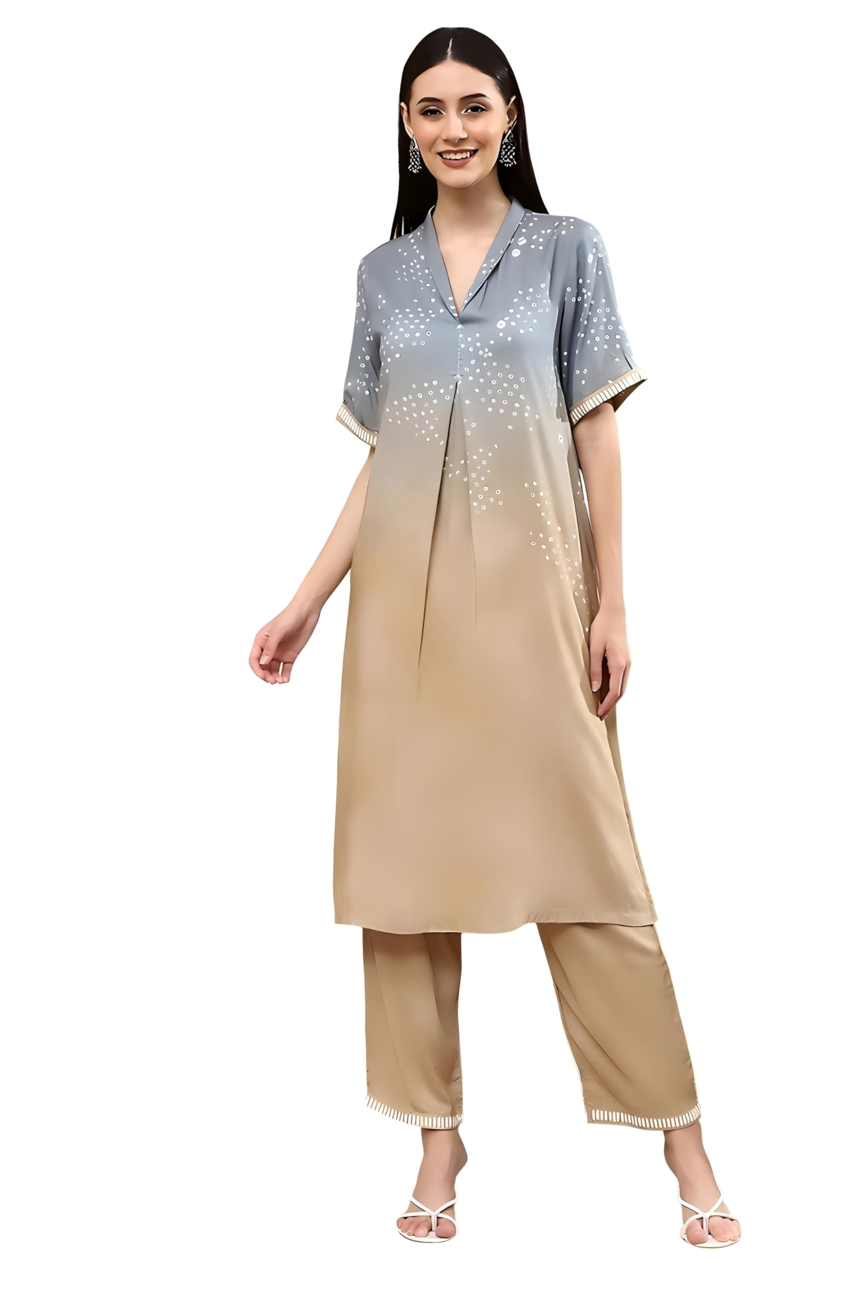 Asmeriyo Kurta Set for Women | Long Kurti with Pants | Designer Kurta Set | Ethnic wear for Women | Indo Western Kurti Set | Printed Long Kurta (K-208-A-B)