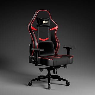 Green Soul Monster Ultimate Series T | Multi-Functional Ergonomic Gaming & Office Chair | Premium Spandex & PU Leather Fabric | Adjustable Neck, Lumbar Pillow | 4D Adjustable Armrests (Black Red)