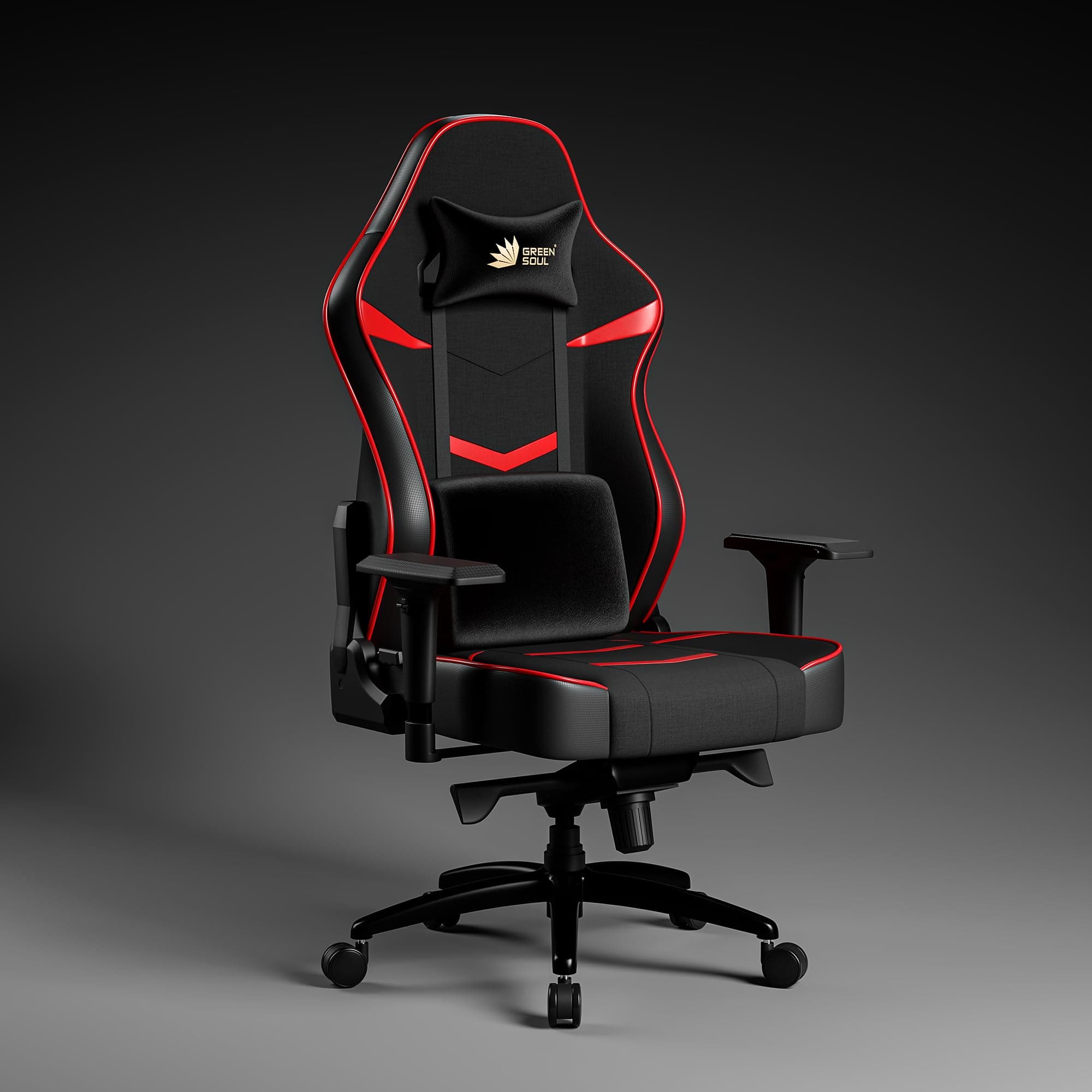 Green Soul Monster Ultimate Series T | Multi-Functional Ergonomic Gaming & Office Chair | Premium Spandex & PU Leather Fabric | Adjustable Neck, Lumbar Pillow | 4D Adjustable Armrests (Black Red)