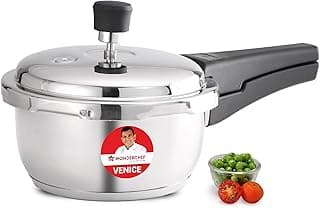Wonderchef Venice Stainless-steel Pressure Cooker | 2L | Outer Lid | Triply Bottom | Safe Cooking | Compatible with Gas Stove, Induction, Ceramic, and Electric Stoves | ISI Certified | 5-Year Warranty