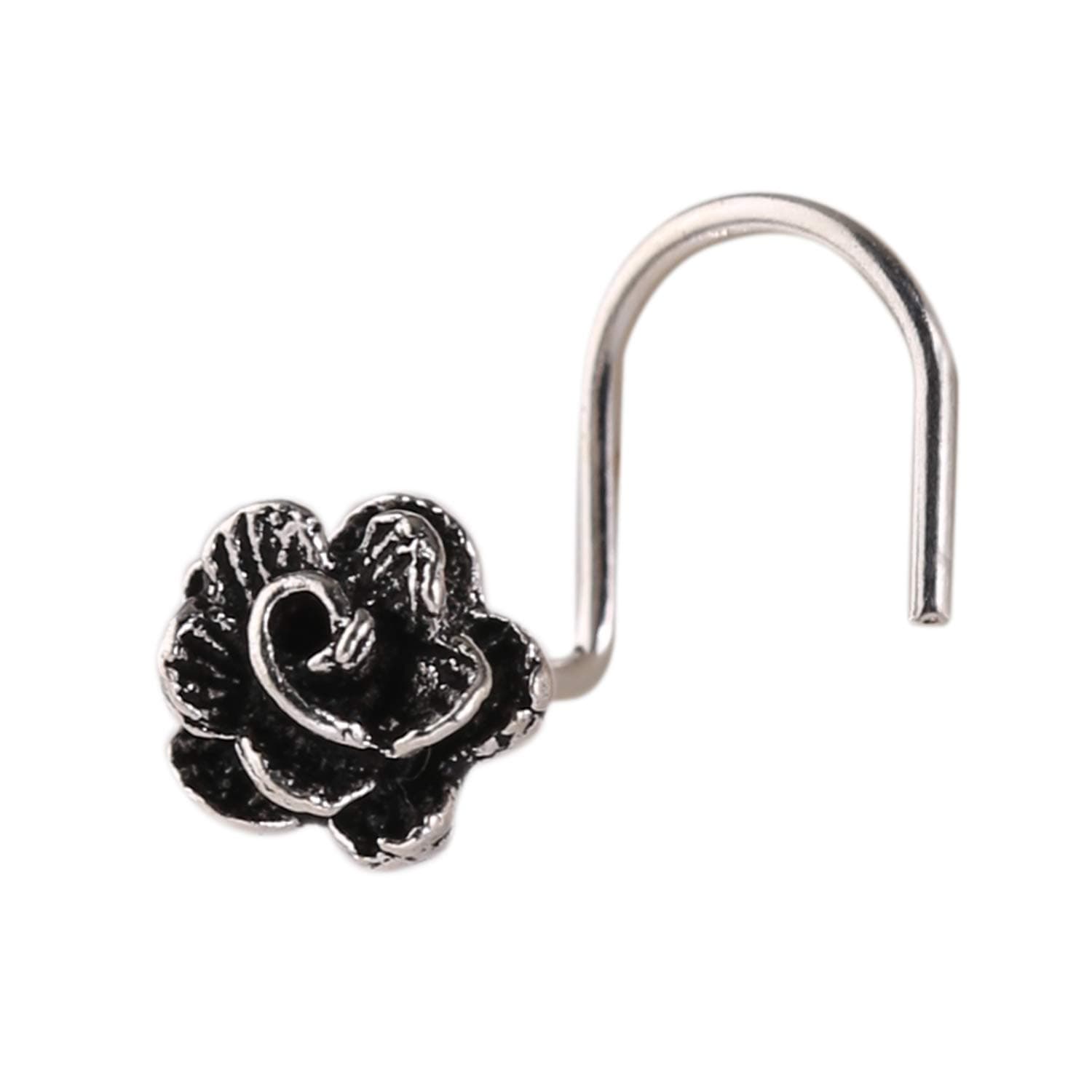 Nemichand Jewels Genuine Silver 925 Rose Nose Pin For Womens and Girls