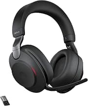 Jabra Evolve2 85 UC Wireless Bluetooth Headset with ANC, 10-Mic Technology, USB-A Link380 Adapter, 37-Hour Battery, Stereo Over-Ear Headphones for Zoom, Teams & Office Calls – Black