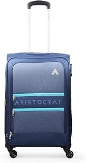 Aristocrat Polyester Apache 4W STROLLY (H) MD Blue Spinner Suitcase Soft Luggage (Blue, Medium), 69 cm