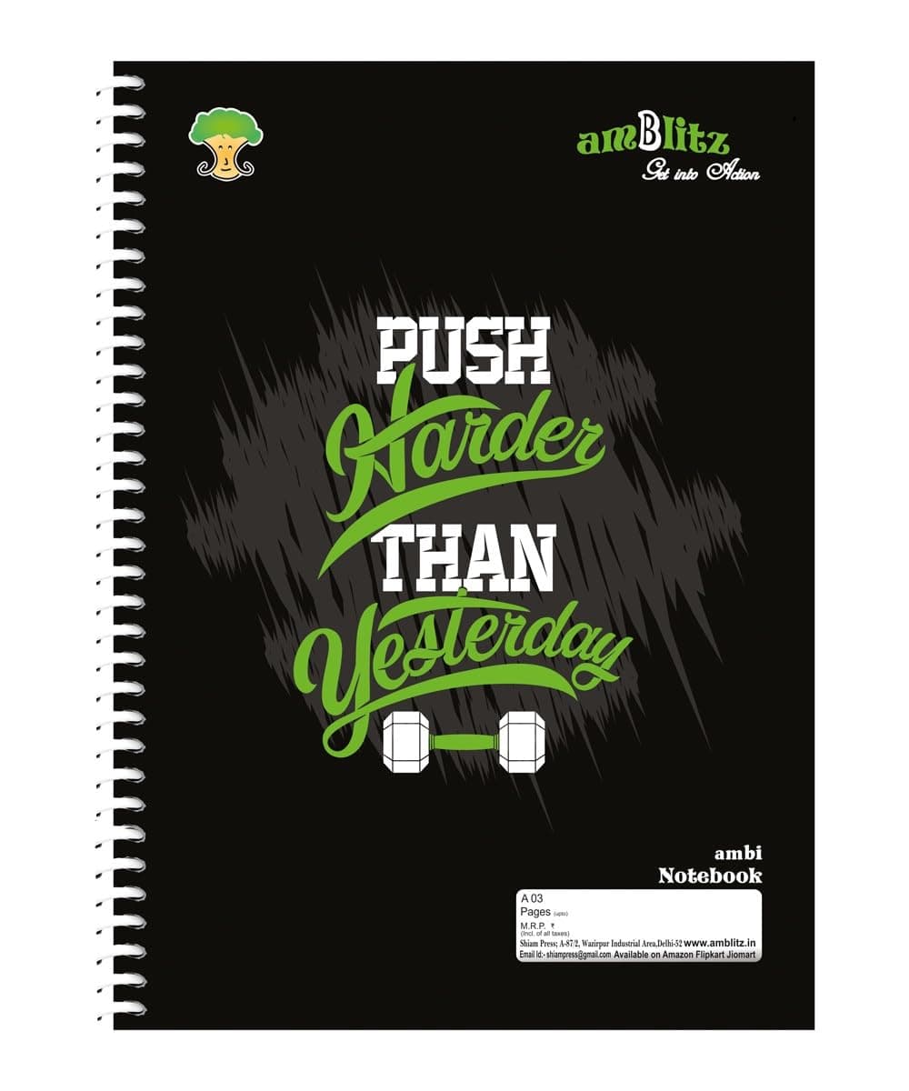 amblitz Spiral Notebook | 500 Pages | A4 Size | Single Line Ruled | Beautiful Covers with Motivational Quotes | Pack of 1 Notebook | School College Student Notemaking Notebook | 70 GSM Thick Paper