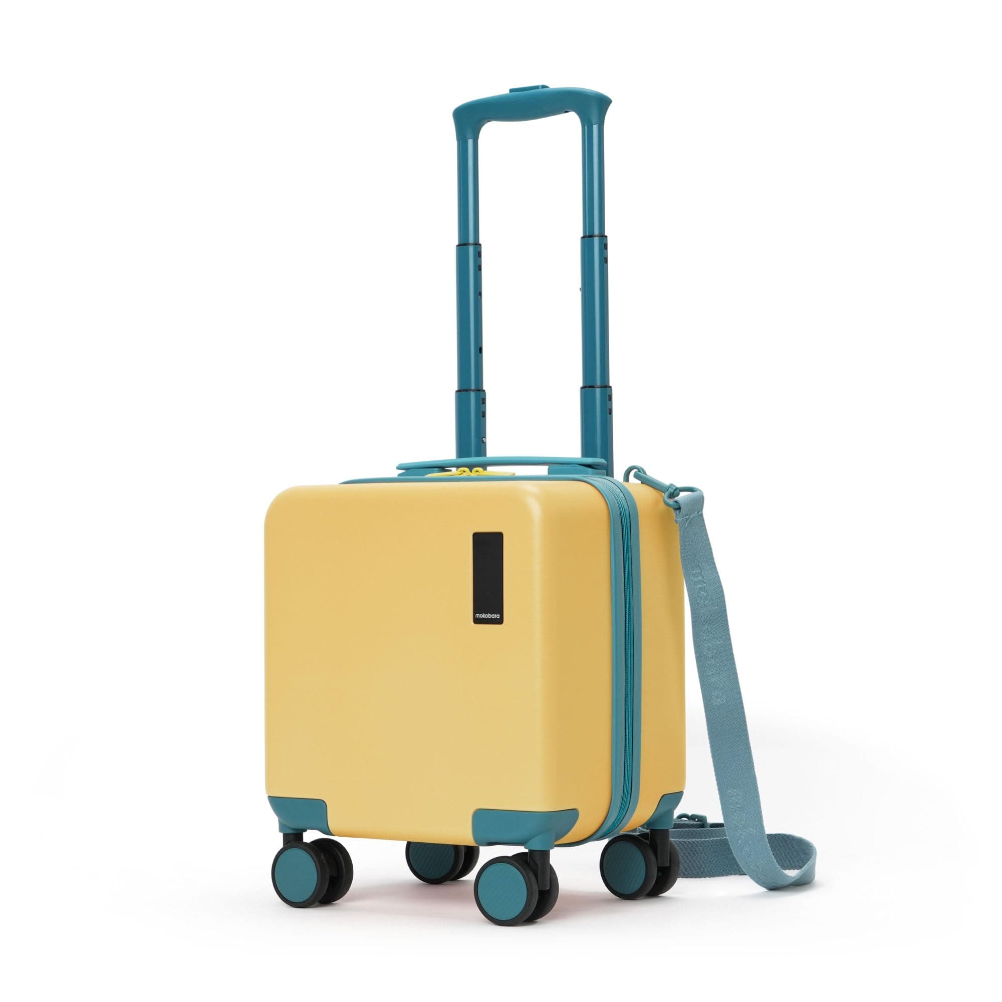 MOKOBARA Moko Blocks Kids Trolley Bag-38cm(19L),Polycarbonate Hardshell,360° Silent Wheels,Detachable Sling Belt,Water Resistant,Telescopic Handle,for Kids 3-8 Years,Yellow(Sunshine)
