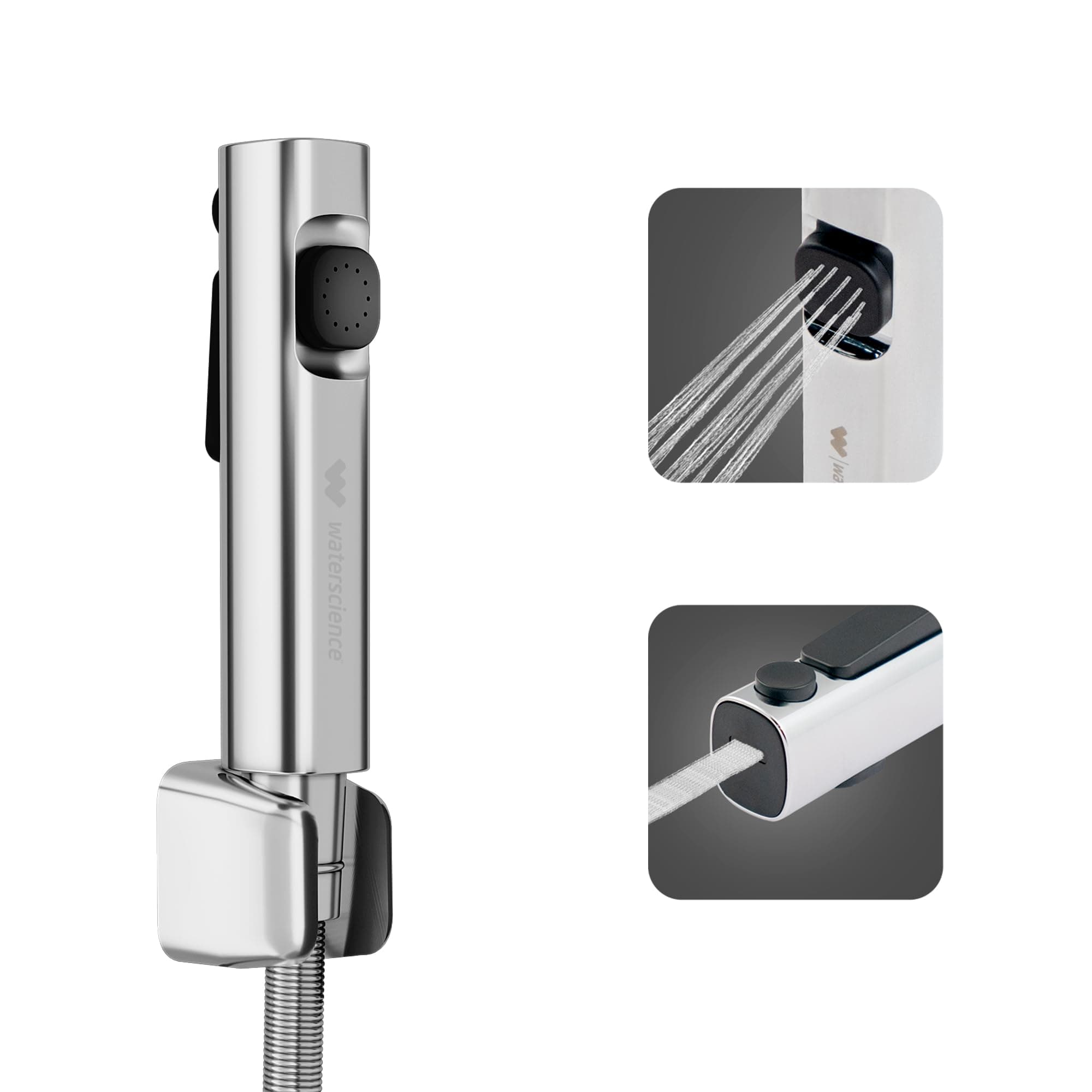 WaterScience Water Saving Health Faucet with Hose | Jet Spray Pipe for Toilet | 2 Flow Modes | Chrome Finish | PURO-HFE-224