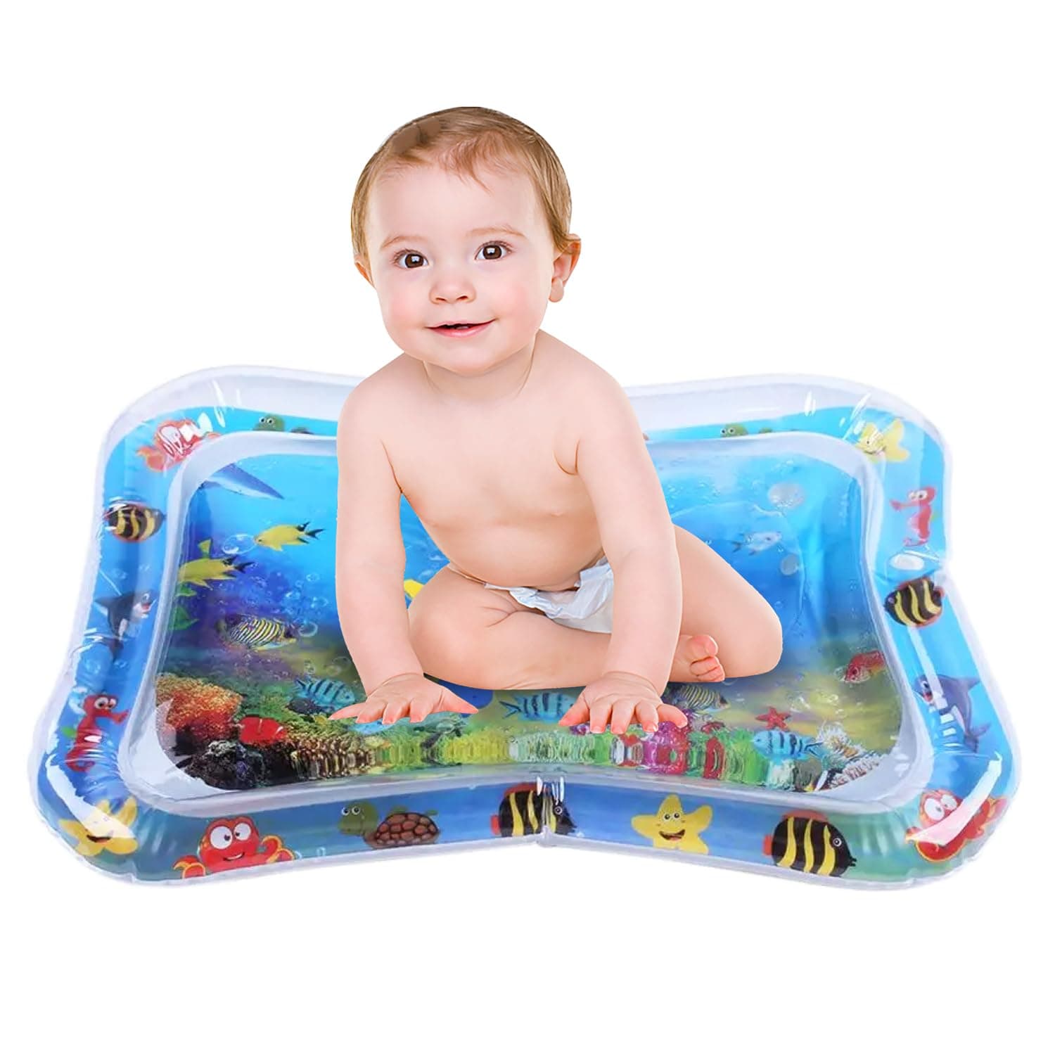 VGRASSP Colorful Inflatable Water Play Mat Toy for Kids and Toddlers with Floating Water Animals - Great Fun for Tummy Time, Indoor-Outdoor Use - Color and Design As Per Stock