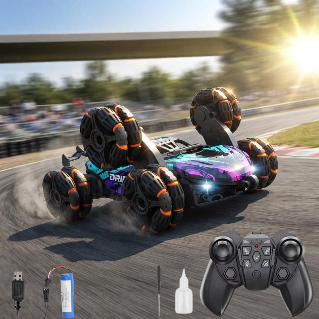 VikriDA 6 Wheel Stunt RC Car for Kids | 2.4GHz Remote Control Toy Car with Lights, Spray Function, 360° Spin, High-Speed Off-Road Stunt Car