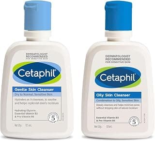 Cetaphil Oily Skin Cleanser, Daily Face Wash for Oily, Acne prone Skin, Gentle Foaming, 125ml & Face Wash by CETAPHIL, Gentle Skin Cleanser for Dry to Normal, Sensitive Skin - 125 ml