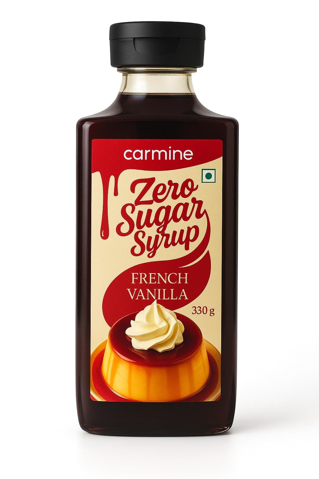 Carmine Zero Sugar French Vanilla Syrup – 330g | New & Improved Recipe | Sweetened with Pure Monk Fruit | Natural, Plant-Based Sweetener | No Added Sugar or Artificial Ingredients