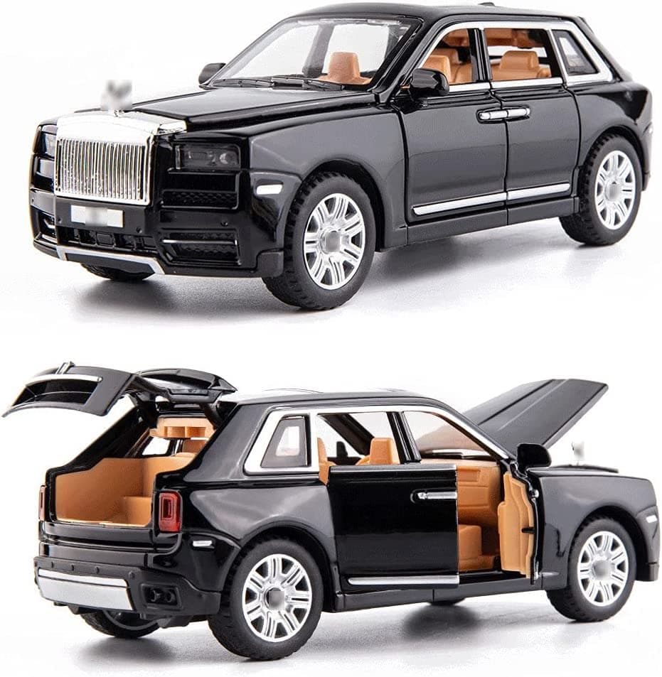 VARIYA ENTERPRISE Exclusive Alloy Metal Pull Back Die-cast Car 1/32 Rolls Royce CULLINAN Diecast Metal Pullback Toy car with Openable Doors, Light Music Boys Gifts Toy【 Black 】