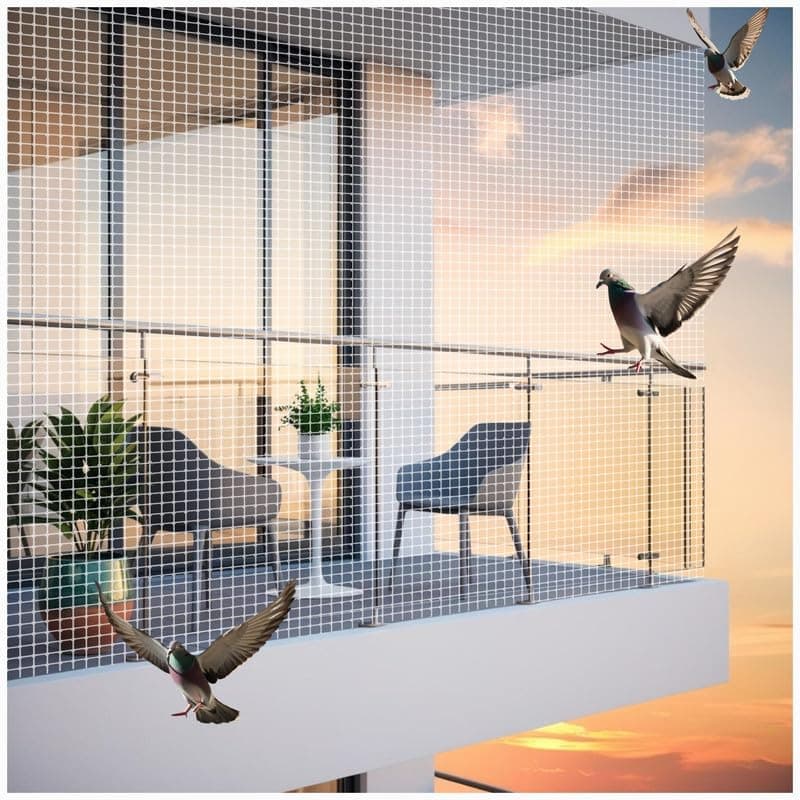 Bird Control Nylon Knotted Anti-Bird Net | UV Stabilized Multi Filament with Tying Ropes Attached | Cable Ties & Cup Hooks for Easy Installation | White - 6ft x 8ft