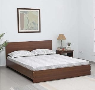 Modern Platform Bed Frame with Headboard, King Size, Walnut Brown Finish, Perfect for Bedrooms, Homes & Hotels. (Queen)