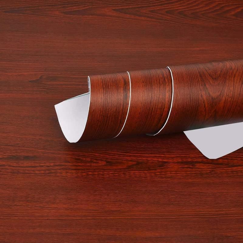VYNOX Red Wood Texture Grain Self Adhesive Vinyl Wallpaper for Wall, Kitchen, Furniture, Almirah, Table, Wardrobe, Peel and Stick Wall Sticker, Waterproof & Removable